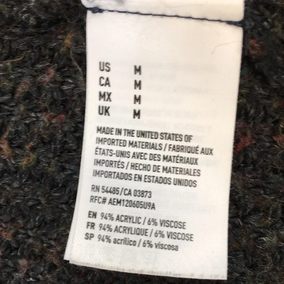 3/$20 American Eagle Gray Red Knit Open Front‎ Cardigan Sweater Womens Medium - Picture 9 of 16